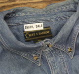 Croft & Barrow Mens Denim Embroidered Button Up Work Shirt Long Sleeve Blue 2XL