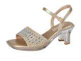 Kenneth Cole Reaction Girls Cinderella Shine Block Heel Sandals Gold Yellow 12