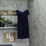 Emerald Sundae Juniors Velvet Bow Sleeveless Fit Flare Mini Dress Navy Blue L