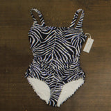 Anne Cole Womens Square Neck One-Piece Swimsuit Shadow Palm Blue Multi 10