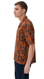 Officine Generale Button-Down Camp Shirt Rouille Iced Coffee Brown Multi S