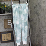 Ny Collection Drawstring Tie Dye Jogger Pajama Pants Bottoms Blue / Green S