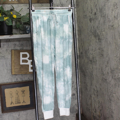 Ny Collection Drawstring Tie Dye Jogger Pajama Pants Bottoms Blue / Green S