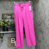 DKNY Rope Tie Front Zip Fly Wide Leg Pant P5DKFB17 Vivid Pink 2
