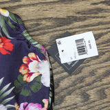 Bar III Womens Printed Twist-Front Shirred Tankini Top Swim Multi Black XL
