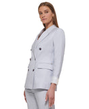 DKNY Women's Notched-Collar Double-Breasted Blazer UC2JX146 Blue Heather 2