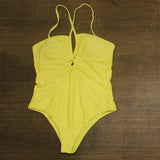 Salt + Cove Juniors Textured Cross Strap One Piece Swimsuit Yellow XL
