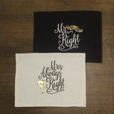 DII Mr Right & Mrs Always Right Dish Towels Set White / Black 18 in. x 28 in.