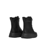 FitFlop Womens F-Mode Leather Lace-Up Flatform Ankle Combat Boots All Black 7.5M