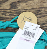 Becca Womens Modern Edge Mira Rib U Buckle Halter Swim Top Peacock Blue Green D