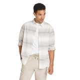 Goodfellow & Co Long Sleeve Collared Button-Down Shirt Cream / Striped Brown M