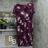 SLNY Womens Short Embellished Sheath Velvet Dress Magenta Velvet Purple 12