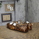 A New Day Velvet Print Flats with Crisscross Buckle Leopard Brown Multi 8.5M