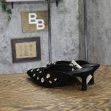 A New Day Womens Katia Heels Mule Satin Tear Drop Rhinestone 94663380 Black 7.5M