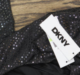 DKNY Womens Metallic-Dot Gathered-Waist Dress DD4IZ632 Black / Silver 4