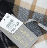 Style & Co. Tartan Plaid Fringe Scarf SC9542501 Black Neutral Multi