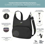 Travelon Anti-Theft Classic Essential Messenger Bag 42457-500 Black One Size