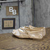 A New Day Womens Everly Floral Mesh Mary Jane Ballet Flats Beige Brown 8M