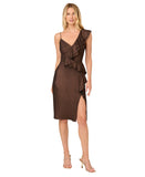 Adrianna by Adrianna  Papell Metallic Foiled Knit Midi Dress Black / Bronze 12