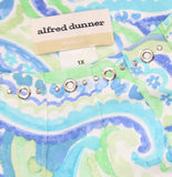 Alfred Dunner Grommet Neck Paisley Short Sleeve Knit Blouse Blue Multi 1X