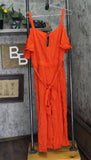 City Chic Trendy Plus Size Cold Shoulder Jumpsuit Tigerlily Red Orange 14W