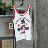 Disney Juniors Mickey Track & Field Graphic Tank Top White M
