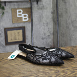 A New Day Womens London Lace Sling Back Bow Flats 94303527 Black 9M