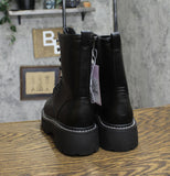 Wild Fable Logan Wide Width Lug Combat Boots with Memory Foam Insole Black 6.5W