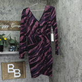 Siena Womens Metallic Side-Twist Long-Sleeve Dress SATN1869 Purple Multi 10