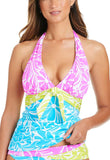 Bleu Rod Beattie Swim Print Halter Tankini Top Sock It to Me Print Pink Multi 8