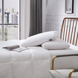 Feather Down Fiber 2" Gusset Support Set of 2 Pillows White Jumbo (18" x 26")