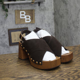 Mia Womens Eudora Platform Heels Studded GS1754706 Chocolate Brown 8M