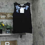 Kasper Womens Sleeveless Embroidered Blouse Sleeveless Shirt 10924833 Black S