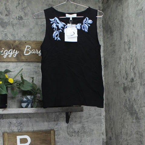 Kasper Womens Sleeveless Embroidered Blouse Sleeveless Shirt 10924833 Black S