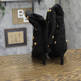 A New Day Womens Justice Boots Faux Suede Studded 94568940 Jet Black / Gold 6.5M