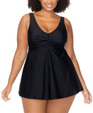 Raisins Curve Trendy Plus Size Lucia Twist-Front Swimdress One Piece Black 24W