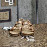 Cat & Jack Toddler Girls Reagan Glitter Footbed Sandals Rose Gold Brown 11T