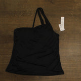 La Blanca Womens One Shoulder Keyhole Swim Tankini Top LB2IG82W Black 16W
