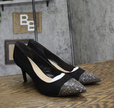 On 34th Womens Jeules Pointed-Toe Slip-On Pumps 10019803700 Black Microsuede 11M