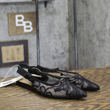 A New Day London Lace Slingback Bow Flats 94303522 Black 6.5M