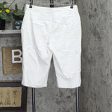 Susan Graver Womens Ultra Stretch Pull-on Pedal Pushers w/ Pockets White L