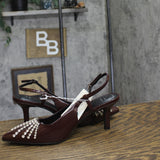 A New Day Womens Serafina Heels Rhinestone Slingback 94661786 Burgundy Red 9M