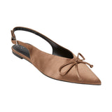 A New Day Womens Camille Satin Slingback Bow Flats 94648293 Brown 7.5M