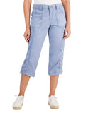 Style & Co Womens Petite Utility Bungee-Hem Capri Pants Seashell Blue 14P