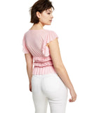 Bar III Womens Mesh Flutter-Sleeve Top Cupid Blush XL