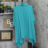 24Seven Comfort Apparel Womens Knit 3/4 Sleeve Open Front Cardigan Green 2X