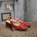 A New Day Womens Lucky Square Toe Mary Jane Heel Block 94305221 Red 8M