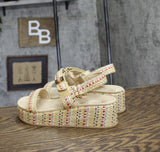 Anne Klein Womens Verse Platform Sandal VERS02F9 Brown Multi 9M