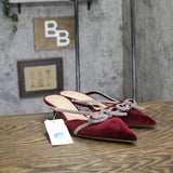 A New Day Rhinestone Bow Mule Heels 94656737 Burgundy Red 7M