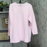 Woman Within Womens Fleece Fuzzy Knit Pullover Sweatshirt Light Pink 1X